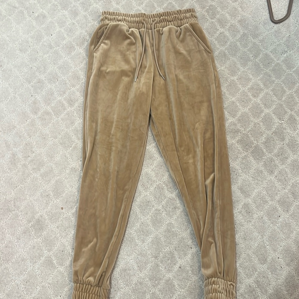 Charlotte Russe light brown fuzzy lounge pants